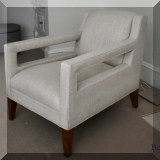 F49. Pair of Mitchell Gold upholstered armchairs. 30”h x 29”w x 36”d 